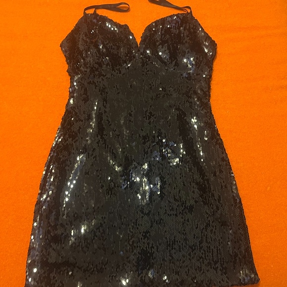 Franco black sequins spaghetti straps sleeveless mini dress NWT - Picture 3 of 14